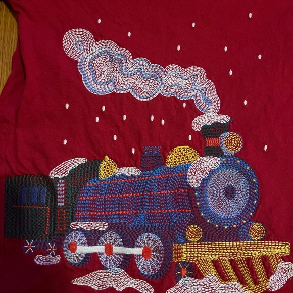 Mini Boden Red Train Graphic Kids Shirt - Picture 2 of 4